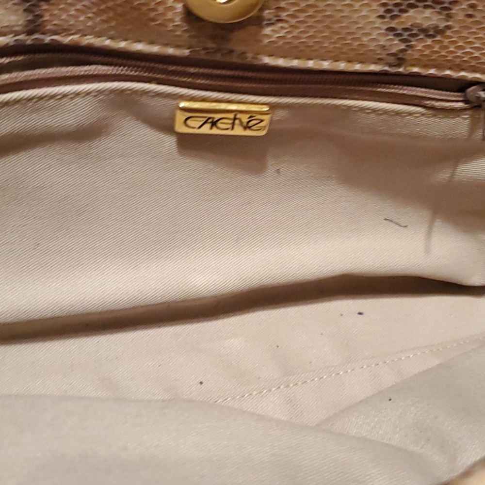 Cache Goldtone Snakeskin clutch - Picture 3 of 4